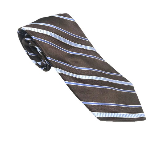 ✅Michael Kors Men's Silk Tie - Brown Blue Stripe Classic Neckwear#️⃣0015