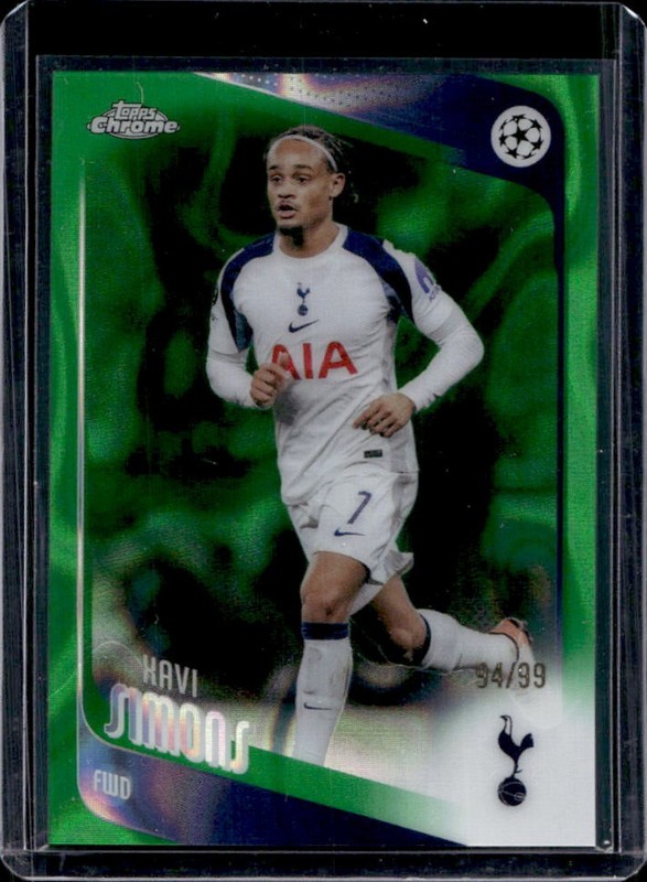 2025-26 Topps Chrome UEFA Xavi Simons Green Lava Refractor #/99 Tottenham