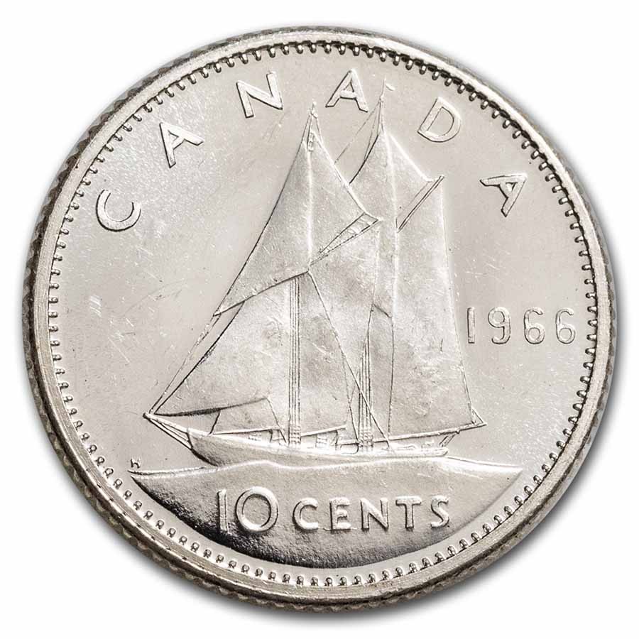 1966 Canada Silver 10 Cents Bluenose Sailboat BU/Prooflike | eBay