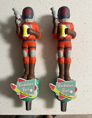 Lot of 2 Rocketeer Beer Liquid Provisions Beer Tap Handles Rocket Man Used