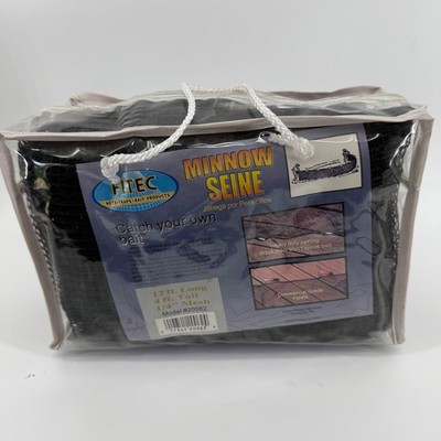 Fitec Minnow Seine Fishing Net 12ft x 4ft 1/4 inch Mesh Black Model 20062 NEW