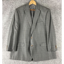 Lauren Ralph Lauren Silk Wool Blazer Sport Coat Mens 48R Check 2 Button Career