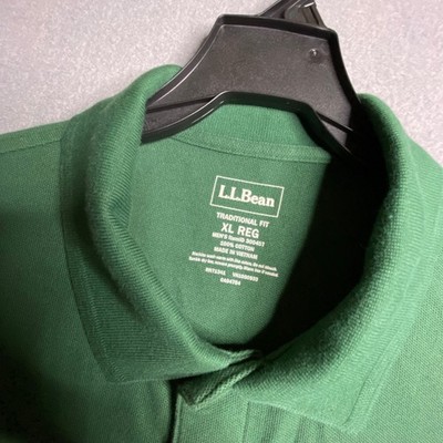LLBean Mens Traditional Fit Polo Shirt XL REG Green Short Sleeve Pocket Tee