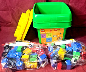 Two Lego Duplo Small Brick Preschool Bucket Sets #4080 - 2002 - Complete