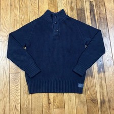 American Eagle Outfitters Men's Navy Blue Ribbed Mock Neck Button Sweater Size L