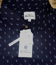 Ben Sherman Men's Blue Geometric Design L/S Button Down Shirt Size L NWT