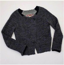 Free People Dark Gray Black Button Jacket Blazer Sz S