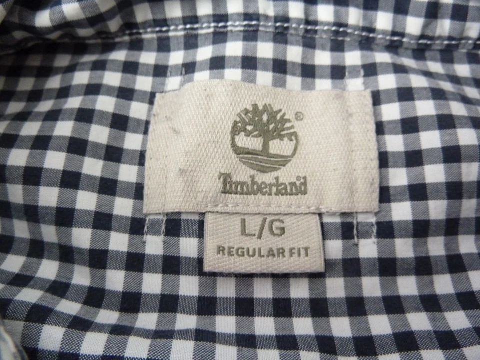 Timberland Shirt Mens Large Regular Fit Navy Gingham Check 100% Cotton Casual - Image 3 of 4