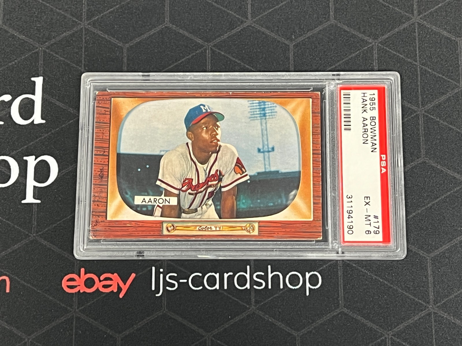 1955 Bowman Hank Aaron #179 Milwaukee Braves HOF PSA 6 TN