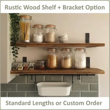 Rustic Wood Shelves — Reclaimed Timber Shelf Boards with Metal Wall Brackets