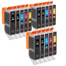 Compatible PGI-520 y CLI-521 Juego de 5 Cartuchos de Tinta para Impresoras Canon Paquete de 15