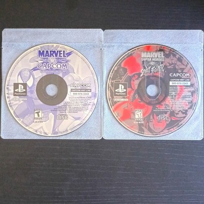 Marvel vs Capcom & Marvel Super Heroes vs Street Fighter: PS1 Lot of 2 (Tested)