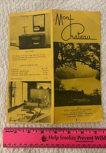 dd RARE Vintage 1950's MONT CHATEAU State Park CHEAT LAKE Morgantown WV Brochure