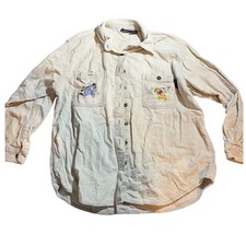 Winnie the Pooh Eeyore Corduroy Button Up Shirt Adult Unisex Beige