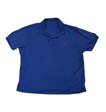 Polo Ralph Lauren mens 2XB Big blue solid soft cotton polo shirt EUC