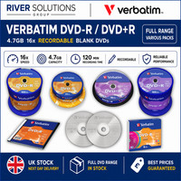 Verbatim DVD-R DVD+R 4.7GB 16x Recordable Blank DVDs Full Range Various Packs