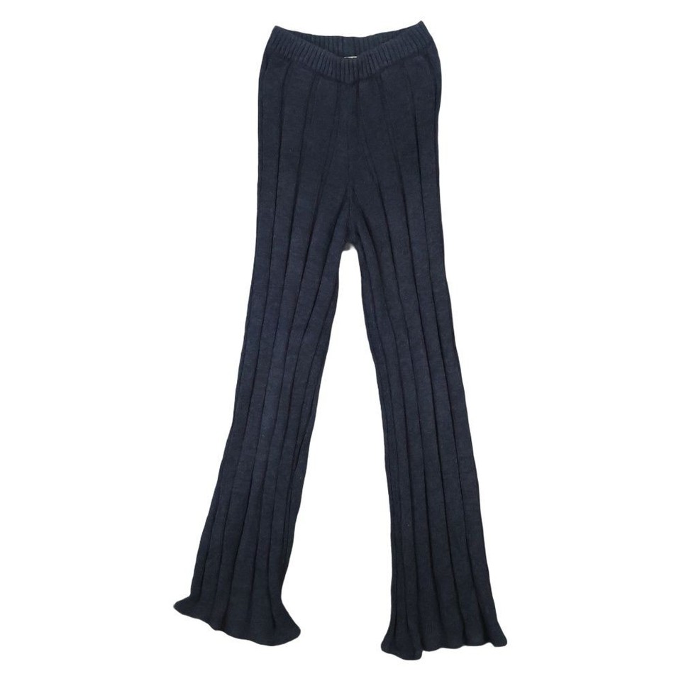 DISSH Pants Womens XSMALL Ribbed Knit Flare Bell Bottom Wide Leg Cotton Linen XS