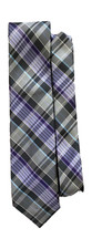Perry Ellis Portfolio Men's Plaid Necktie Gray Purple Blue Retro