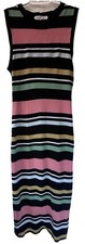 BCBG Generation Striped Knit Midi Dress Small Sleeveless Stretch Bodycon