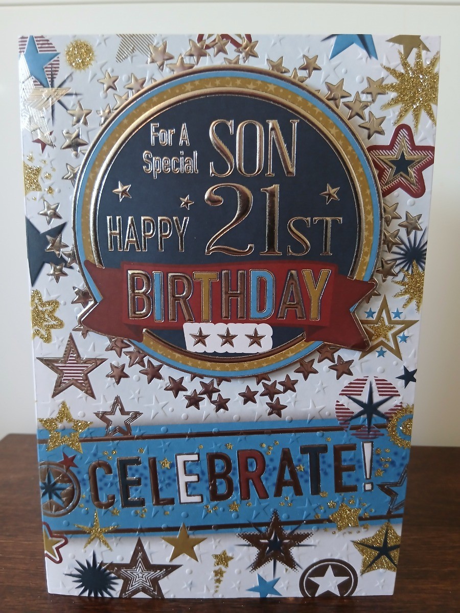 For A Special Son 21st Birthday. Age 21. 23x15cm