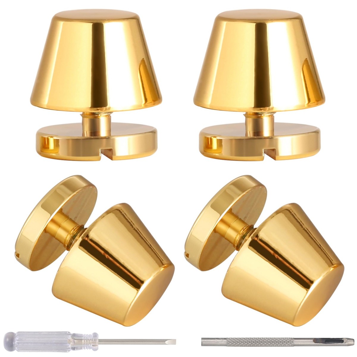 8 Sets 11mm Gold Brass Handbag Purse Feet Rivets Hardware Leather