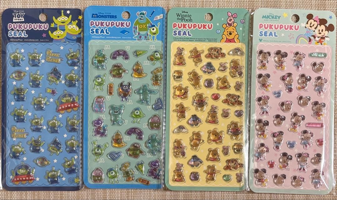 Disney Pukupuku Sticker Set 4  Unopened Includes Pooh Mickey Minnie Monsters