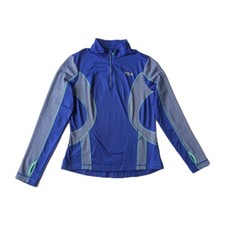 Fila Performance Running Track Quarter Zip Jacket Women Medium Thumbholes Blue M