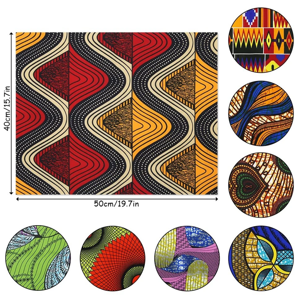 African Ankara Print Fat Quarters Fabric Bundles - 8 Pcs, 20 x 16 Inches/50 x... - Image 2 of 4