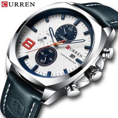 CURREN Sport Men's Quartz Watch Leather Strap Waterproof Multifunction Calendar