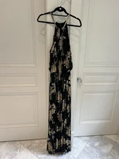 Black dress, Pleated Skirt, With gold Print Size 12