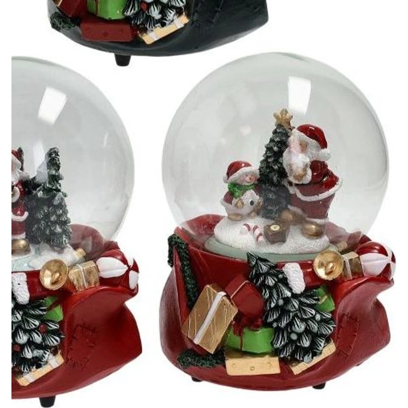 Palla di Neve Carillon Natale BRANDANI Babbo Natale Resina Vetro Decorazione, fotografia 5 di 9
