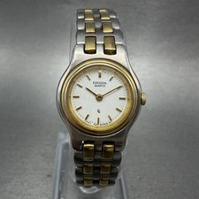 Citizen CQ Watch Women 20mm White Dial Two Tone Round 3220-324714 New Battery