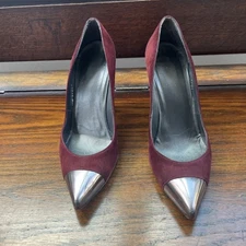 Stuart Weitzman Wine Color Suede/Metallic Toe High Heels Size 7 FALL WINTER