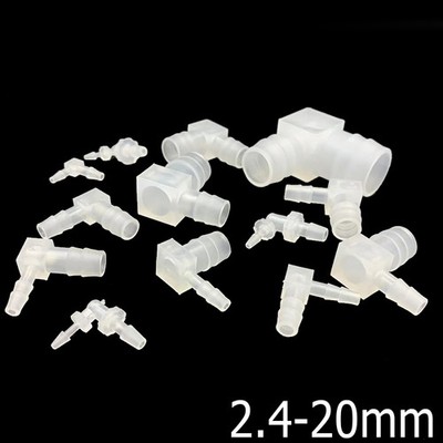 Equal Reducer Elbow Pipe Connector Barbed Air Water Hose Joiner 2.4-20mm Plastic