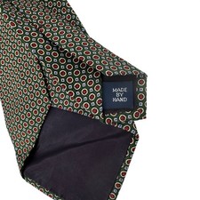VTG Polo Ralph Lauren Men's Silk Tie Green Red Geometric Pattern Made in USA