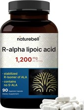 NatureBell R-Alpha Lipoic Acid, 1,200mg, 90 Veggie Capsules  Pure Stabilized R-