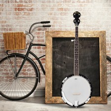 5-String Banjo, 39" Full Size Banjo Set w/Remo Drumhead, 24 Brackets