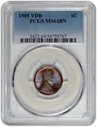 1909 VDB 1C Lincoln Wheat Cent PCGS Graded MS 64 BN with Purple Toning
