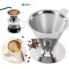 Pour Over Coffee Filter Stainless Steel Reusable Cone Slow Dripper Cup 800 Mesh