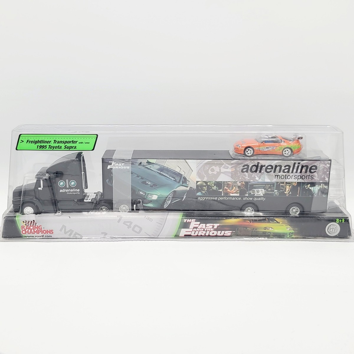 Racing Champions 1:64 Freightliner & 95 Toyota Supra Fast
