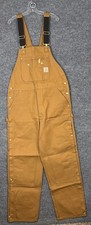 Carhartt Mens Firm Duck Bib Overalls Brown Size 38X34 Work Wear Cotton Rugged