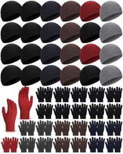 48 Pcs Winter Beanie Gloves Bulk for Homeless Winter Warm Hats Gloves Stretch...