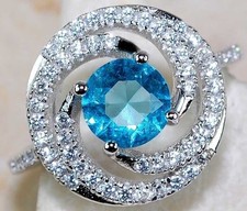 1CT Aquamarine  Topaz 925 Solid Sterling Silver Ring Jewelry Sz 6 UB1-6