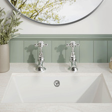 Hudson Reed Traditional Crosshead Basin Taps White Topaz Bathroom Hot Cold Taps