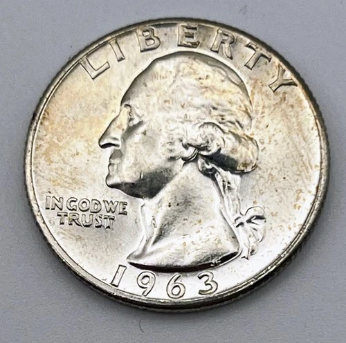 1963 Silver Washington Quarter AU UNC 25 Cents 25C 90% .900 Philadelphia Mint