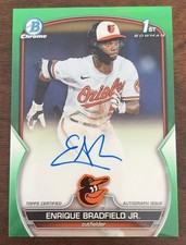 2023 Bowman Draft Enrique Bradfield Jr. Chrome Auto True Green Refractor 1st /99