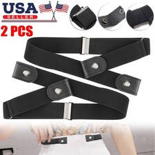 2Pcs Buckle-free Elastic Invisible Waist Belt for Jean No Bulge Hassle Men Women