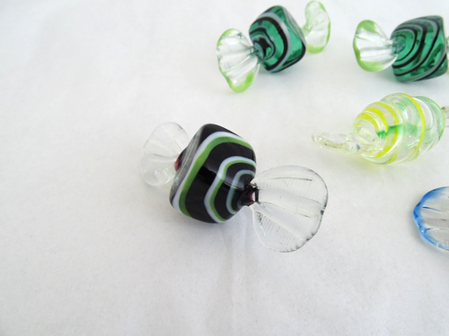 Murano Glass Art Wrapped Candy-12 Pieces Colorful Stripes / FedEx FS / 36795 - Picture 8 of 21