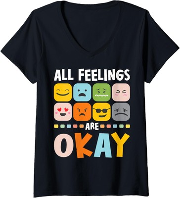 All Feelings Are Okay Mental Health Awareness Ladies' V-Neck Tshirt