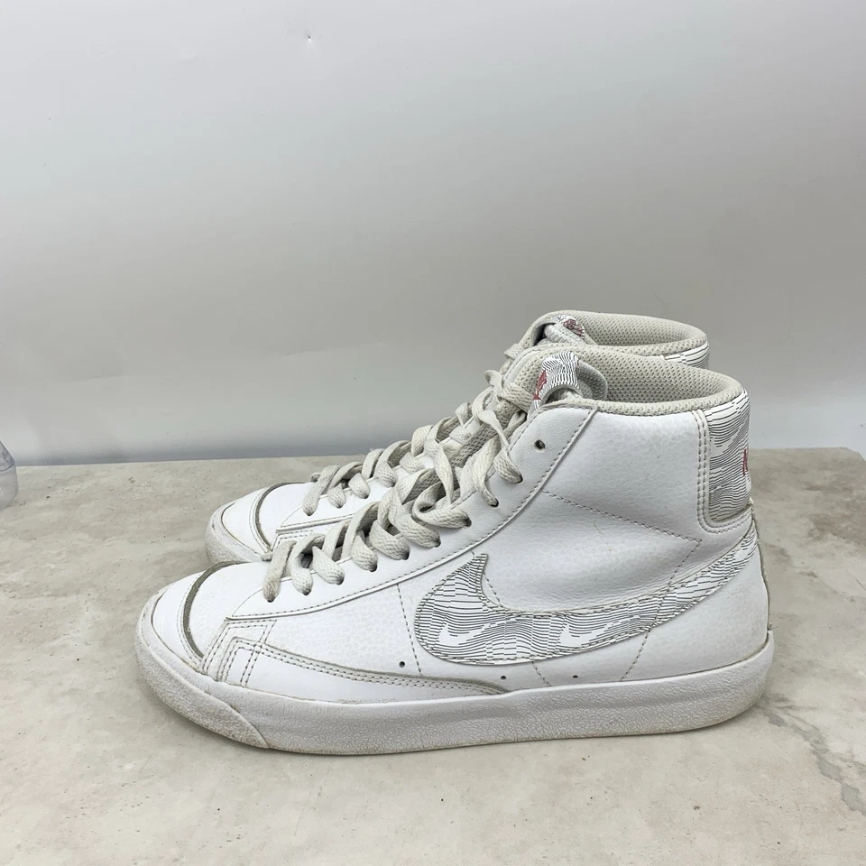 Nike Blazer Mid 77 Shoes Kids Size 7 Youth Sneakers White Gray Leather Boys Girl - Image 4 of 4
